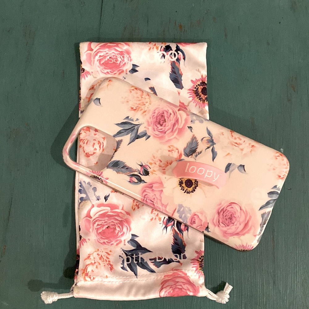 Loopy Cases iPhone 11 Pro Max Blossom print case, super loop & dust bag.